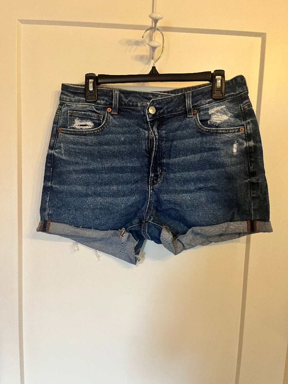 American Eagle Dark Wash Denim Shorts 10 Rolled